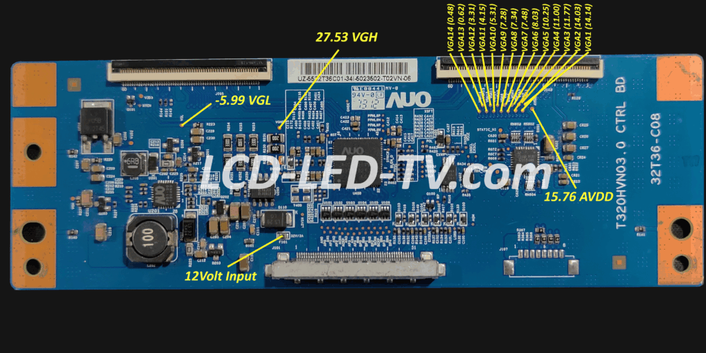 AUO TCON VOLTAGE DATA SHEET DETAILS